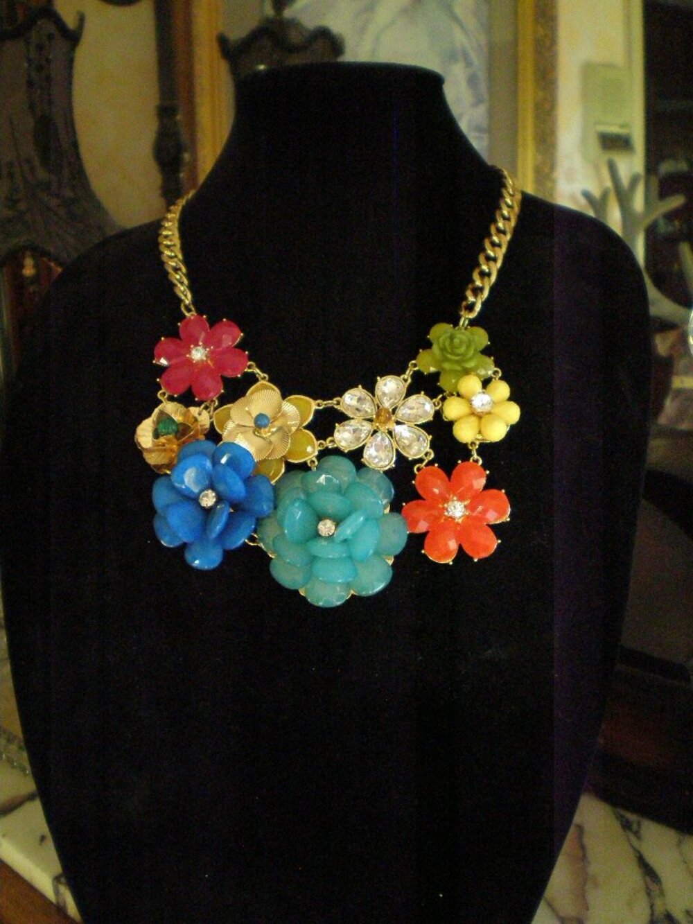 Show Stopper Necklace, Floral, Multi Color A MUST SEE